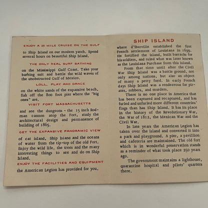 Visit Ship Island Via the Lysistrata Biloxi MS 1953 Brochure AG8-H1
