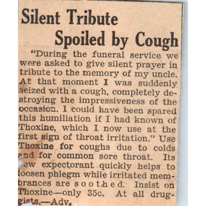 Funeral Moment of Silence Spoiled by Cough 1935 Minneapolis News Article AE7-N6