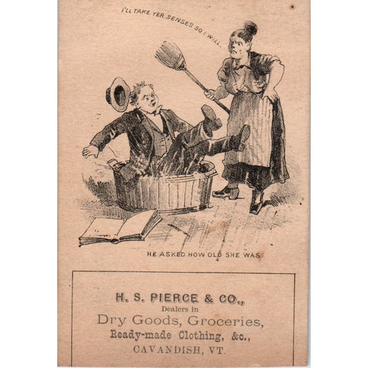 H.S. Pierce & Co General Store Cavendish VT c1880 Victorian Trade Card AE5