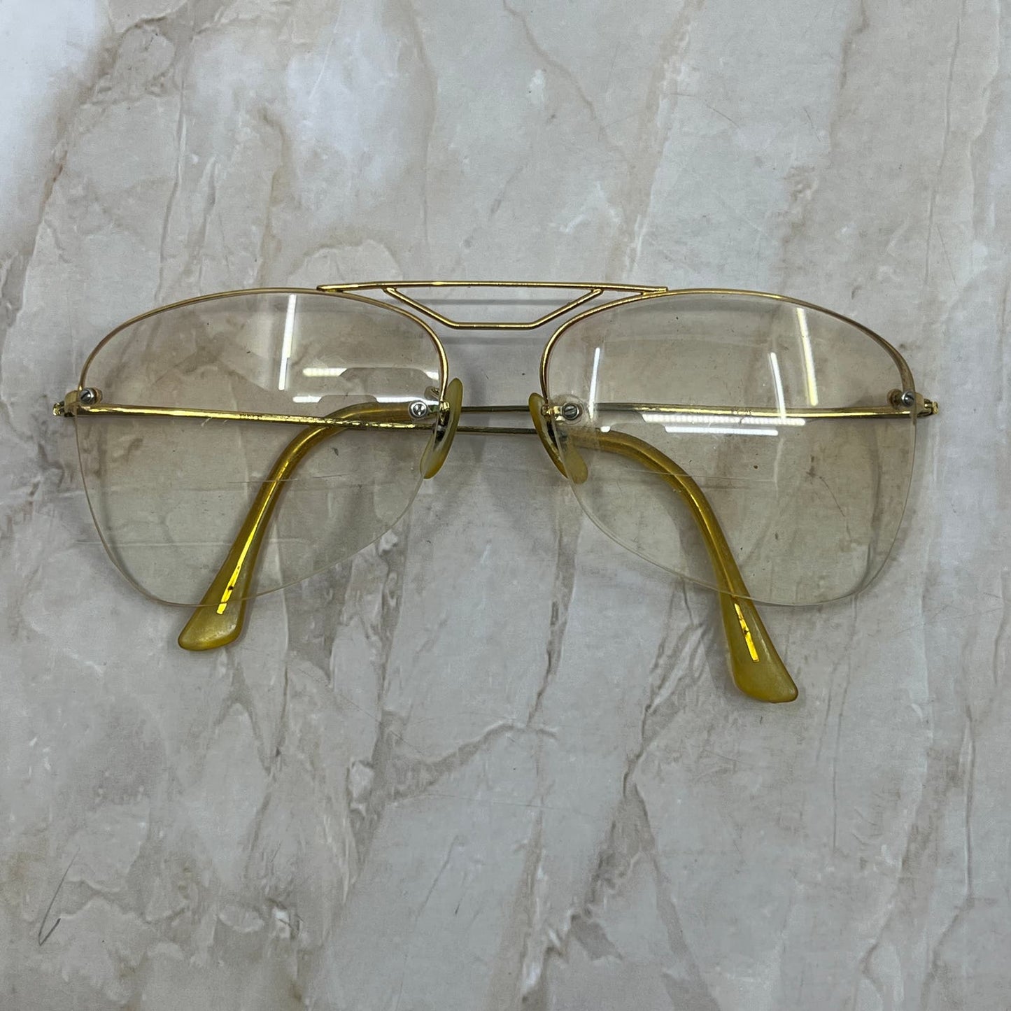 Vintage Aviator Rimless Gold Tone Eyeglasses Frames TD5G1-7
