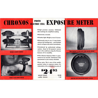 Vintage Chronos Photo Electric Cell Exposure Meter Pamphlet Brochure AE2