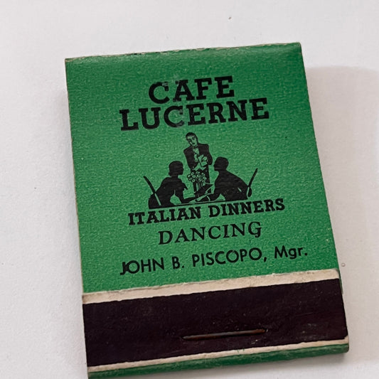 Cafe Lucerne John B Piscopo Hotel Lucerne Boston Vtg Matchbook Cover TB6-MB1-6