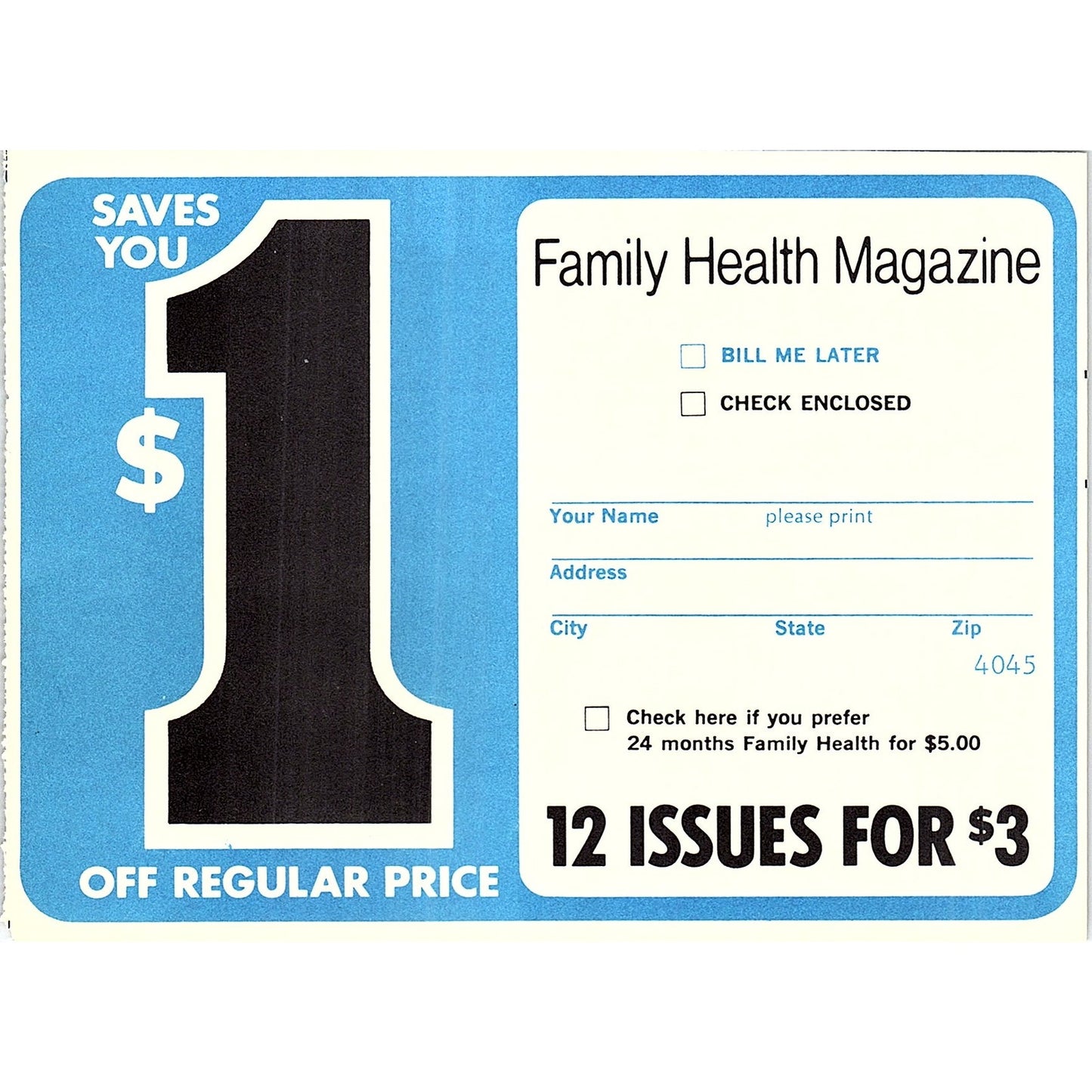 Family Health Magazine Blank Postal Mailing Card 1972 Ad AF3-16