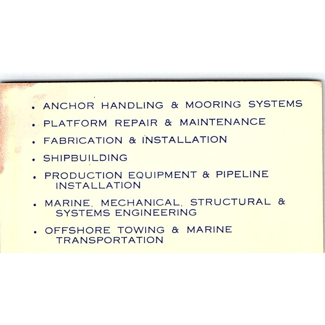 W.L. "Heavy" Helveston Gulf Overseas Service New Iberia LA Business Card SC9-B6