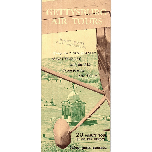 Gettysburg Air tours McCoy Motel PA Vintage Travel Leaflet TH2-TB5