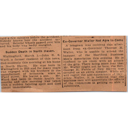 Hartford Monumental Works Headstones Breen's Corner 1901 Newspaper Ad AD8-H2