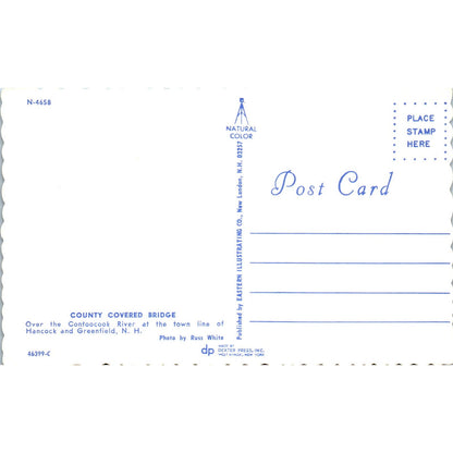 County Bridge Contoocook River Hancock Greenfield NH Covered Bridge Postcard PC3