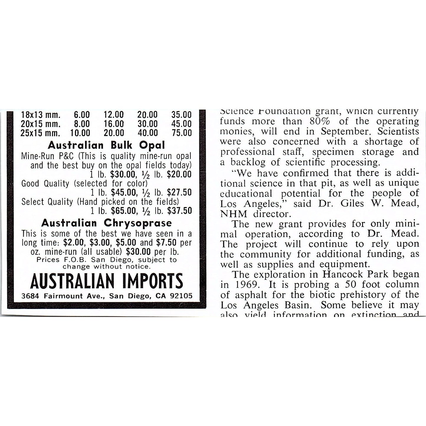 Barnard's Lapidary Kansas City MO 1972 Ad AF8-M4