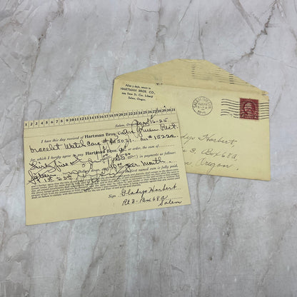 1925 Hartman Bros. Co. Salem Oregon Card and Envelope TG8-Z