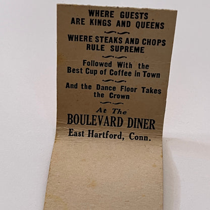Boulevard Diner East Hartford CT Vintage Matchbook Cover TB6-MB1-6