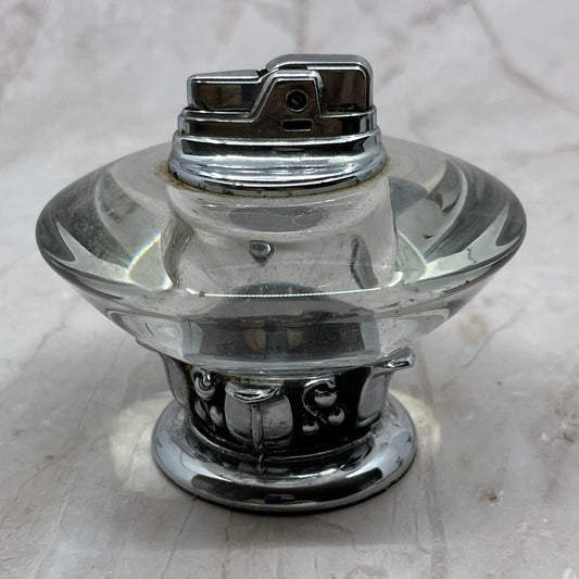 Vintage Art Deco Ronson Glass and Chrome Nordic Table Lighter TL17