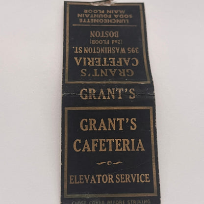 Grant's Cafeteria 395 Washington St Boston MA Vintage Matchbook Cover TB8-MB2-3