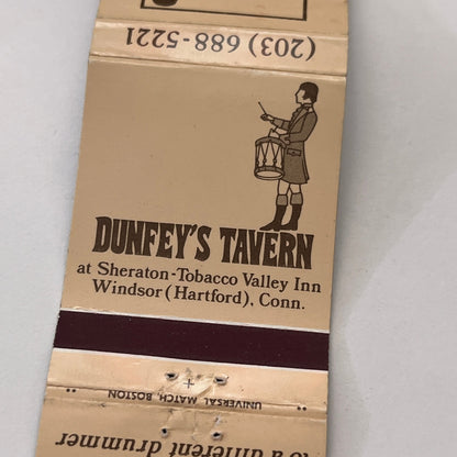 Dunfey's Tavern Sheraton-Tobacco Valley Inn Hartford Vintage Matchbook TB8-MB-14