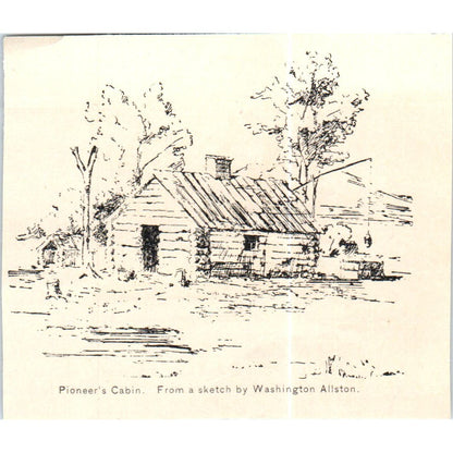 Pioneer's Cabin Sketch by Washington Allston c1890 Victorian Print AE8-CH5