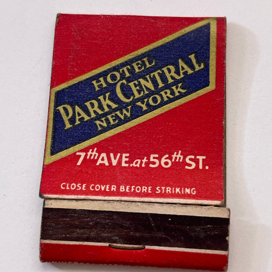 Hotel Park Central New York 7th Ave at 56th St Vintage Matchbook Cover TB8-MB3-5