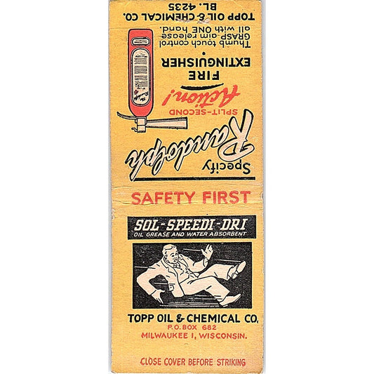 Topp Oil & Chemical Milwaukee Randolph Fire Extinguisher Matchbook Cover SC7-Y8
