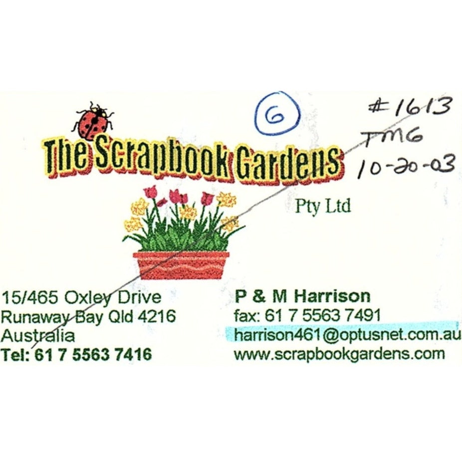 The Scrapbook Gardens Runaway Bay QLD Australia Vintage Business Card SC9-B10