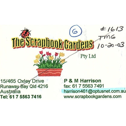 The Scrapbook Gardens Runaway Bay QLD Australia Vintage Business Card SC9-B10