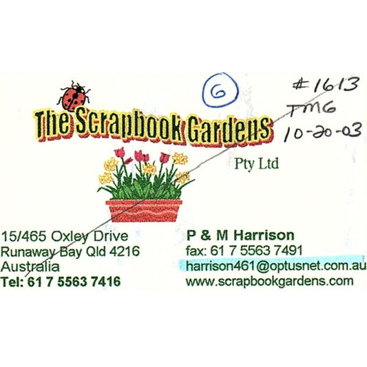The Scrapbook Gardens Runaway Bay QLD Australia Vintage Business Card SC9-B10