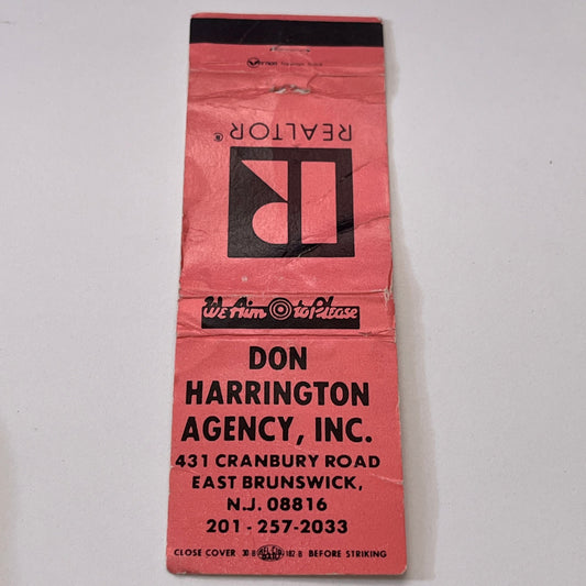 Don Harrington Agency Inc East Brunswick NJ Vintage Matchbook Cover TB6-MB1-15
