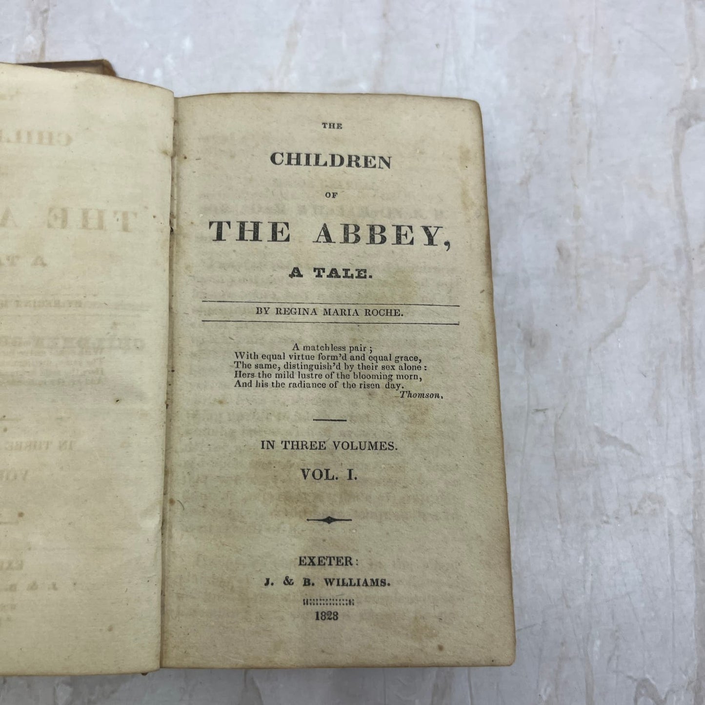 1828 The Children of the Abbey Vol. 1 Regina Maria Roche TG8-B2
