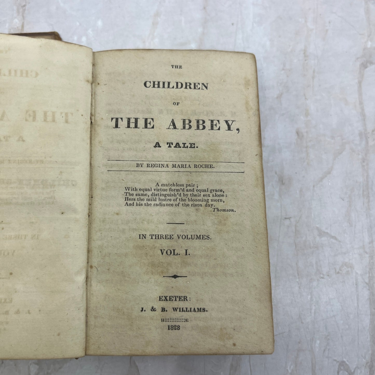 1828 The Children of the Abbey Vol. 1 Regina Maria Roche TK3-B2