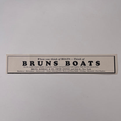 Bruns Boats - Bruns, Kimball & Co 5th Avenue New York 1932 Ad AG2-7