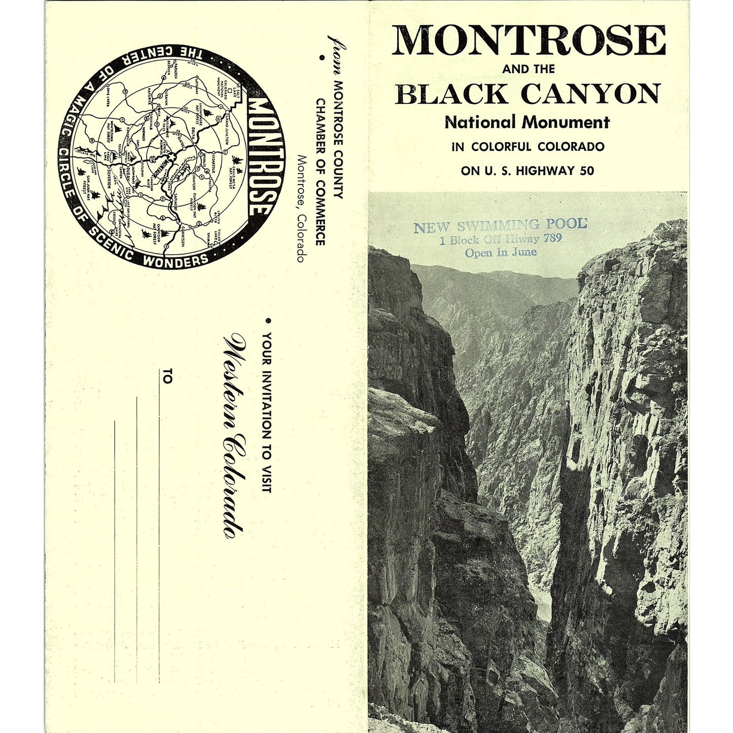 1950s Montrose and the Black Canyon National Monument CO Travel Brochure AF9-2