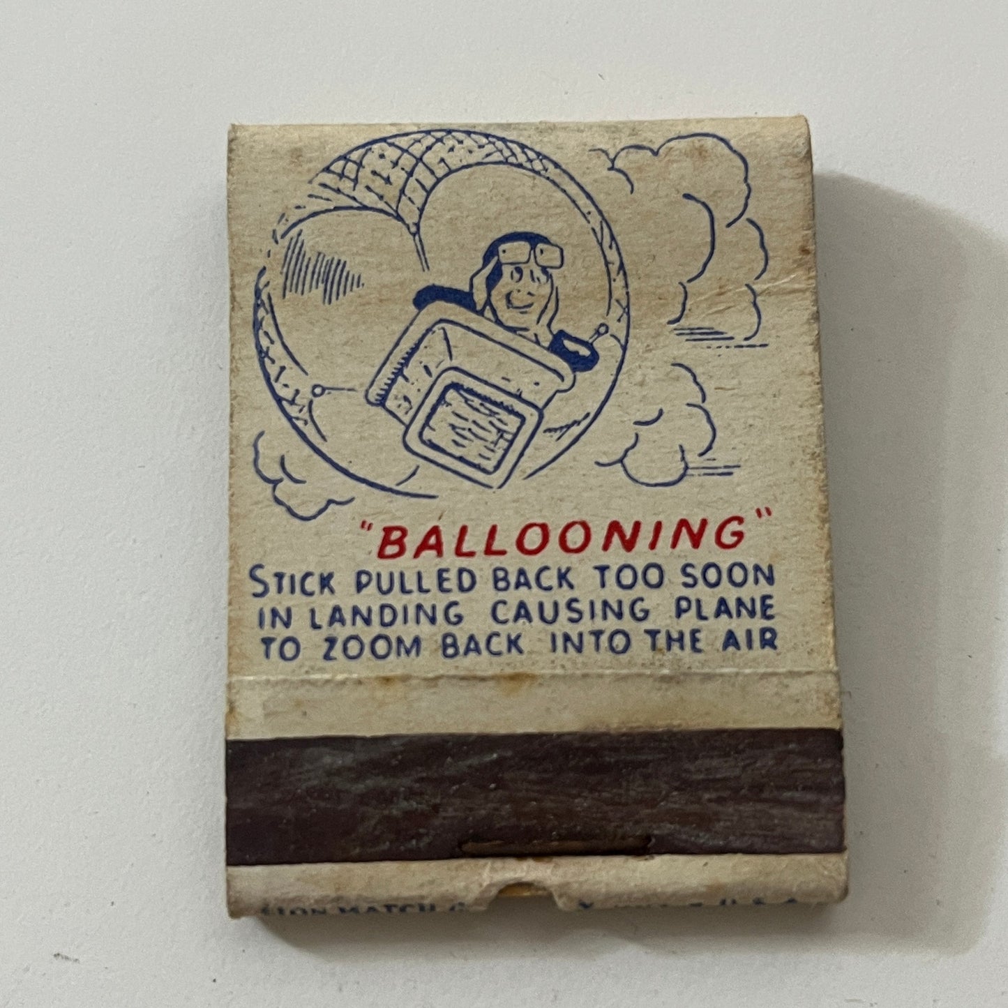 Gem Blades Naval Aviation Jargon Ballooning Vintage Matchbook Cover TB6-MB1-1