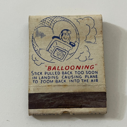 Gem Blades Naval Aviation Jargon Ballooning Vintage Matchbook Cover TB6-MB1-1