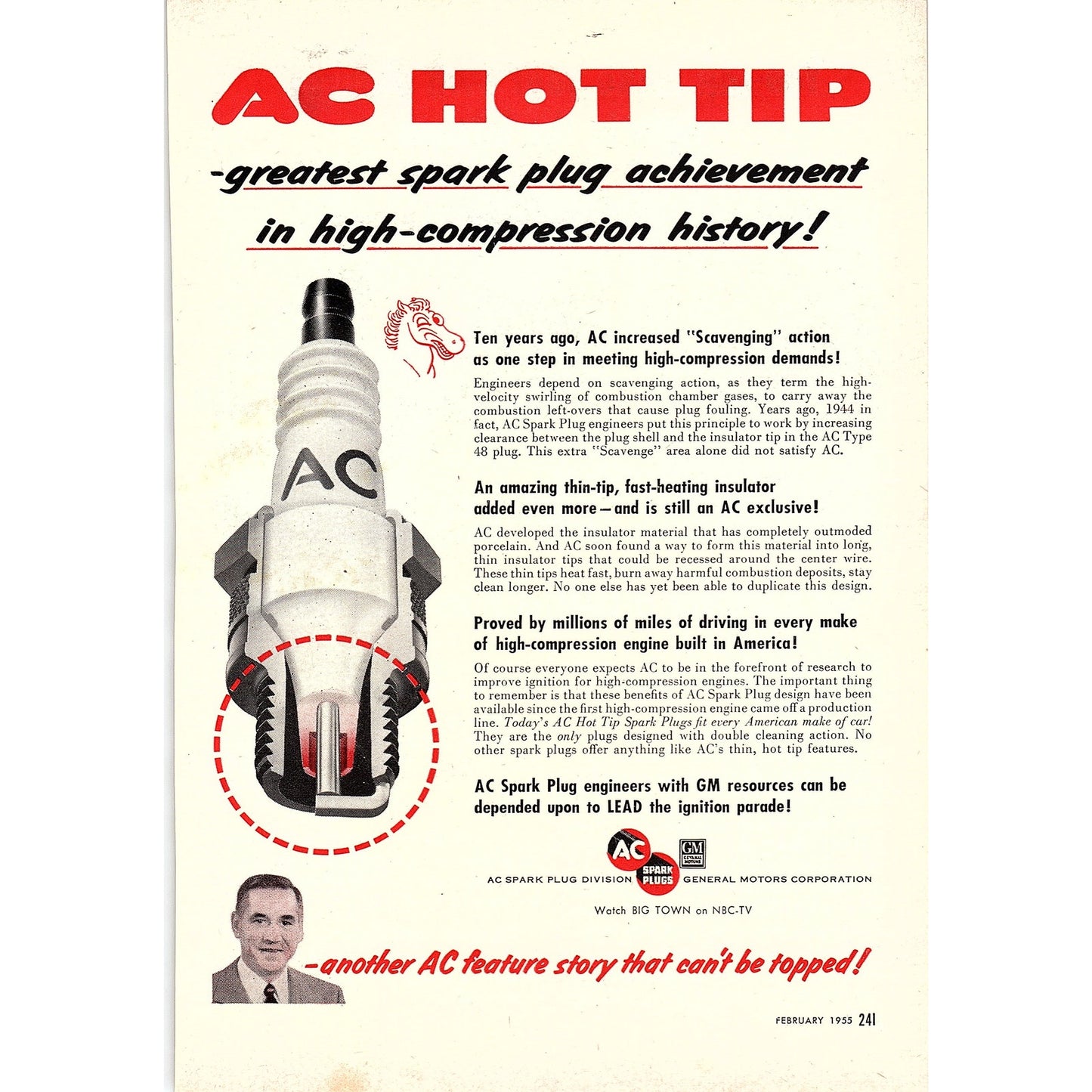 AC Spark Plugs General Motors 1955 Ad AG1-6