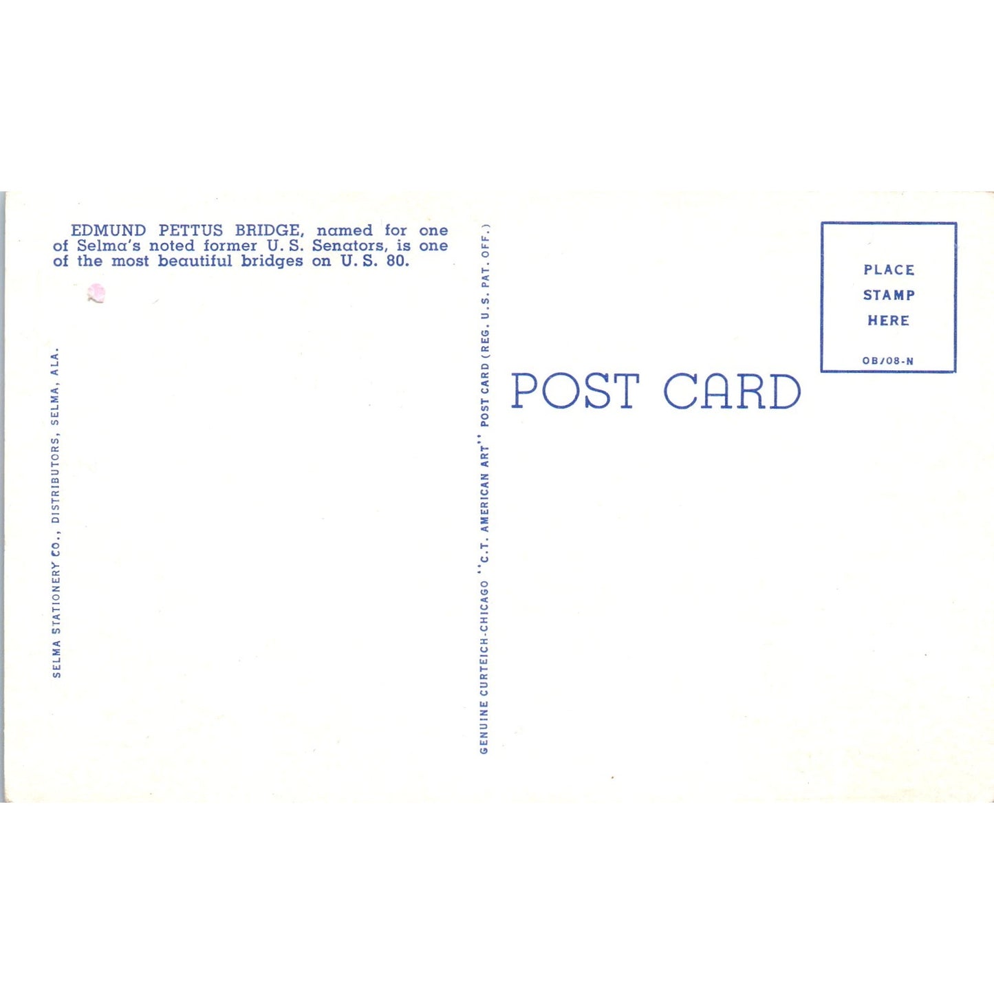 Edmund Pettus Bridge Selma Alabama - Vintage Postcard AB8-RS1