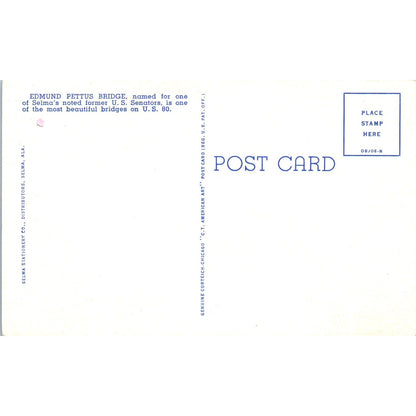 Edmund Pettus Bridge Selma Alabama - Vintage Postcard AB8-RS1