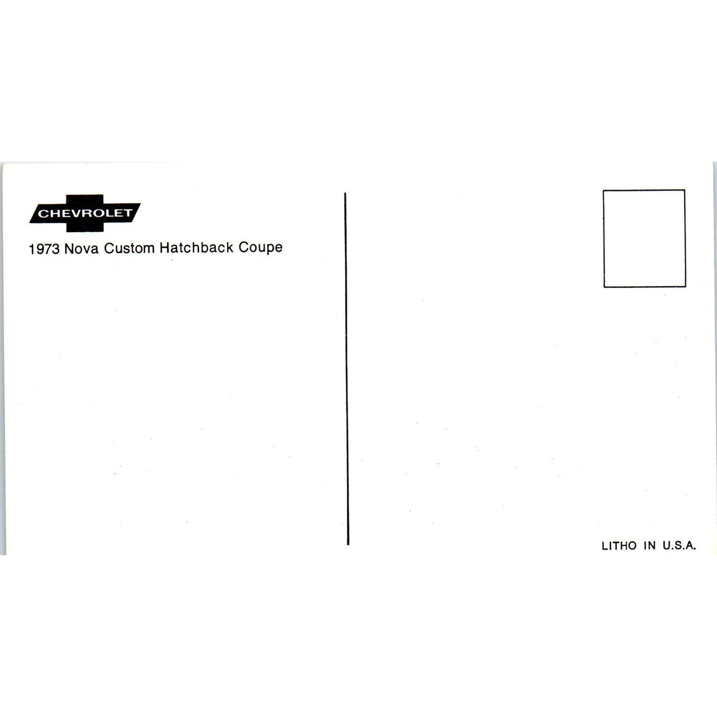 1973 Nova Custom Hatchback Coupe Chevrolet Chevy Vintage Postcard PC12