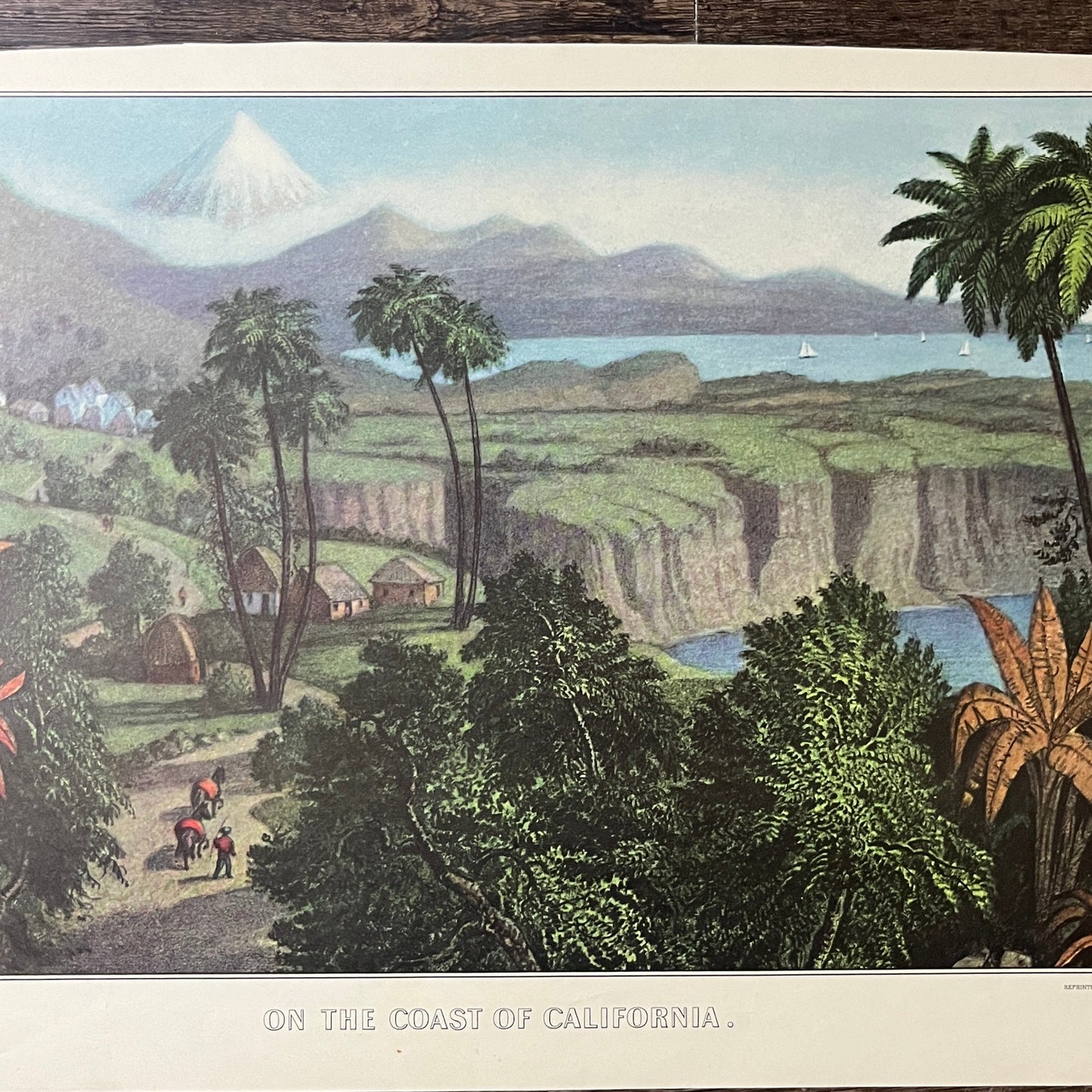 On the Coast of California Currier and Ives Lithograph Art Print 10x16 V8