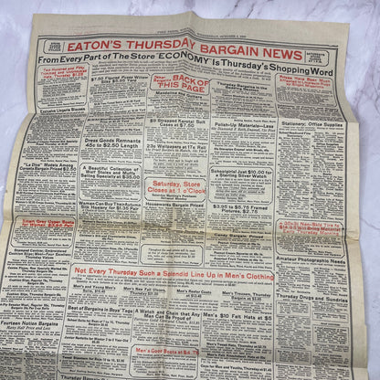 The T. Eaton Co Thursday Bargain News  - Winnipeg Manitoba 1920 Ad AG2-4