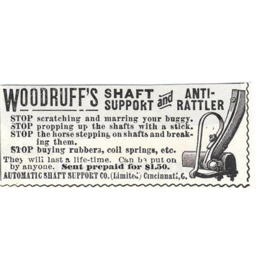 Woodruff's Automatic Shaft Support Co Cincinnati c1890 Victorian Ad AE8-CH11
