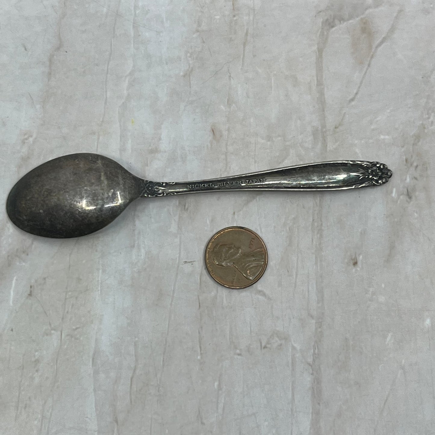 Vintage Nickel Silver Japan Baby Spoon 4.5" TG9-SP