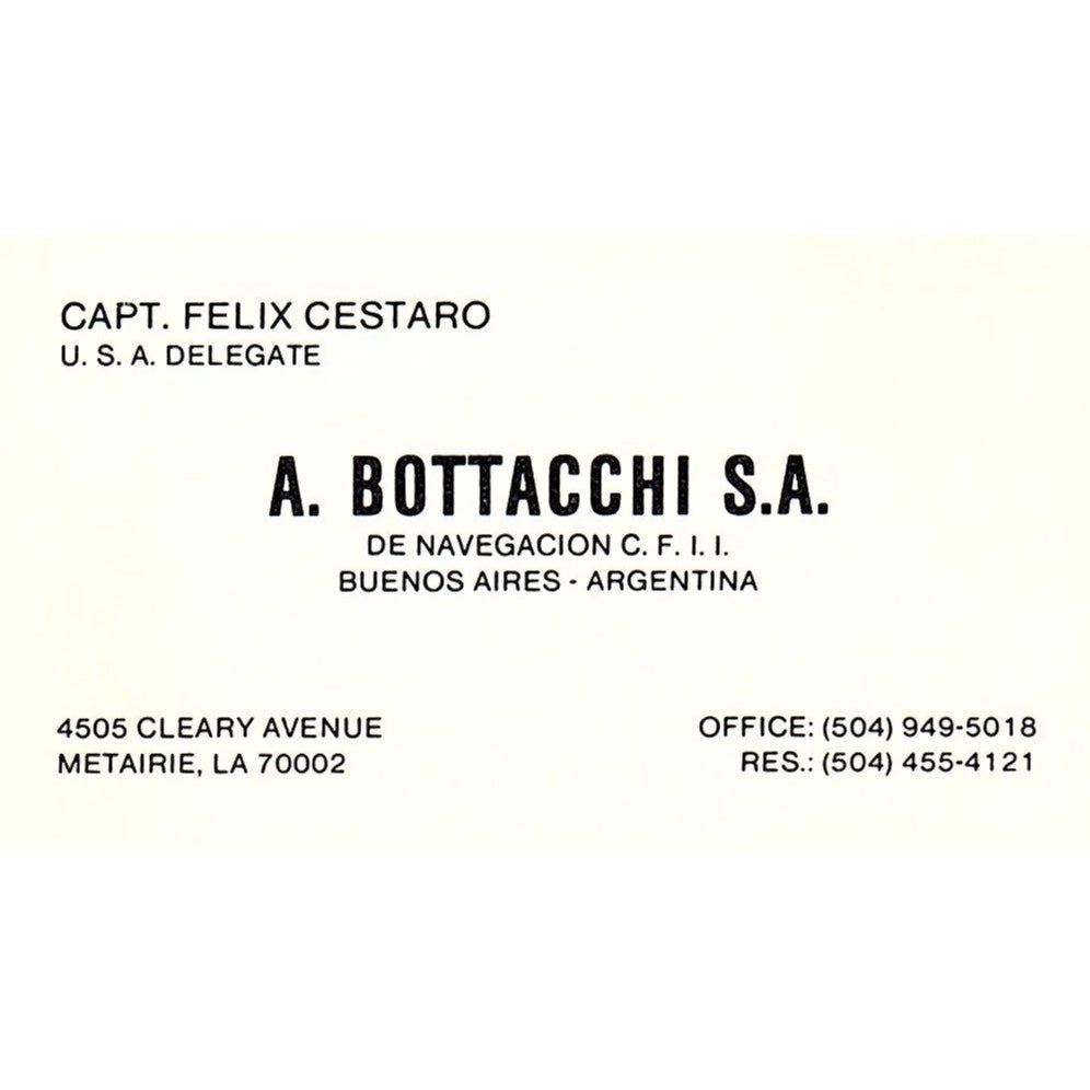 A. Bottacchi S.A. Gabriel H. Cutaia Buenos Aires Vintage Business Card SC9-B2