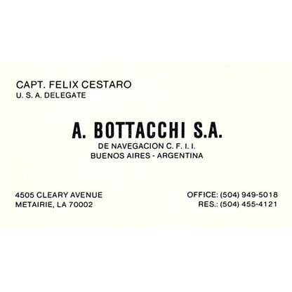 A. Bottacchi S.A. Gabriel H. Cutaia Buenos Aires Vintage Business Card SC9-B2