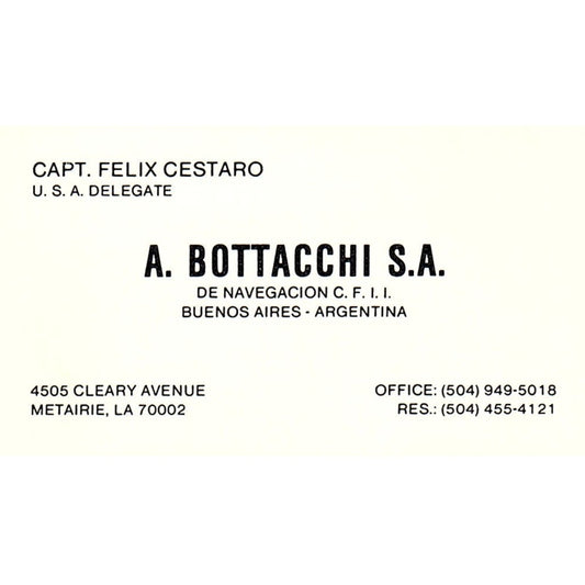 A. Bottacchi S.A. Gabriel H. Cutaia Buenos Aires Vintage Business Card SC9-B2