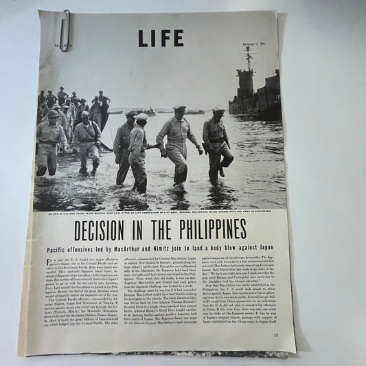 MacArthur & Nimitz Decision in the Philippines 4 Pages 1940s WWII Article V30-1