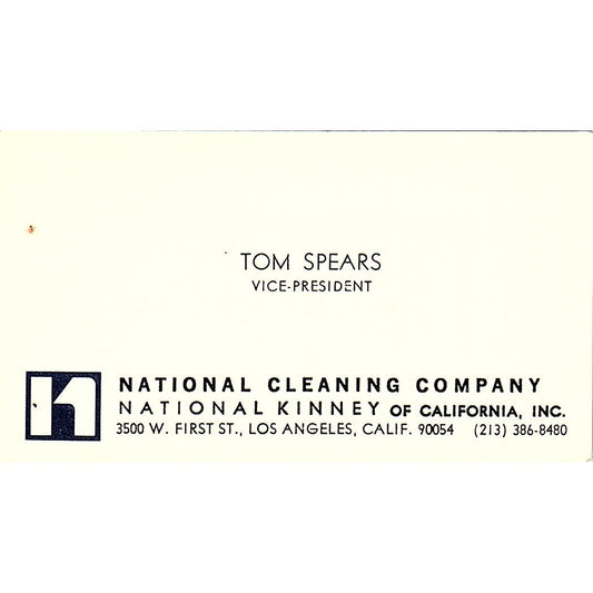 National Cleaning Company Tom Spears Los Angeles CA Vintage Business Card SB4-B1