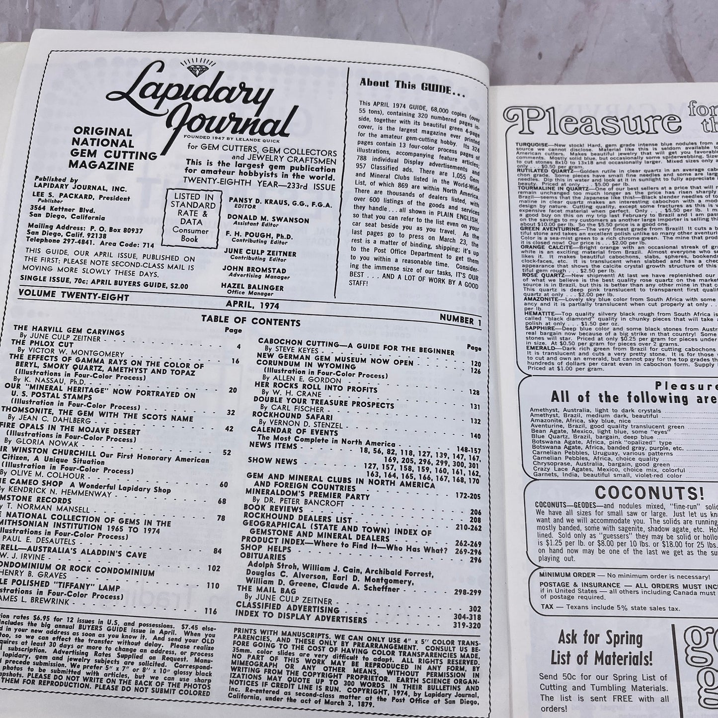 28th Rockhound Buyers Guide - Lapidary Journal Magazine - Apr 1974 M26