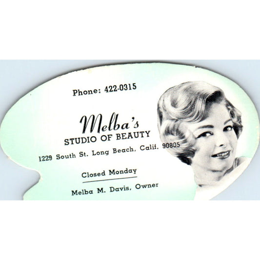 Melba's Studio of Beauty Long Beach CA Appointment Vintage Business Card SD8-B10