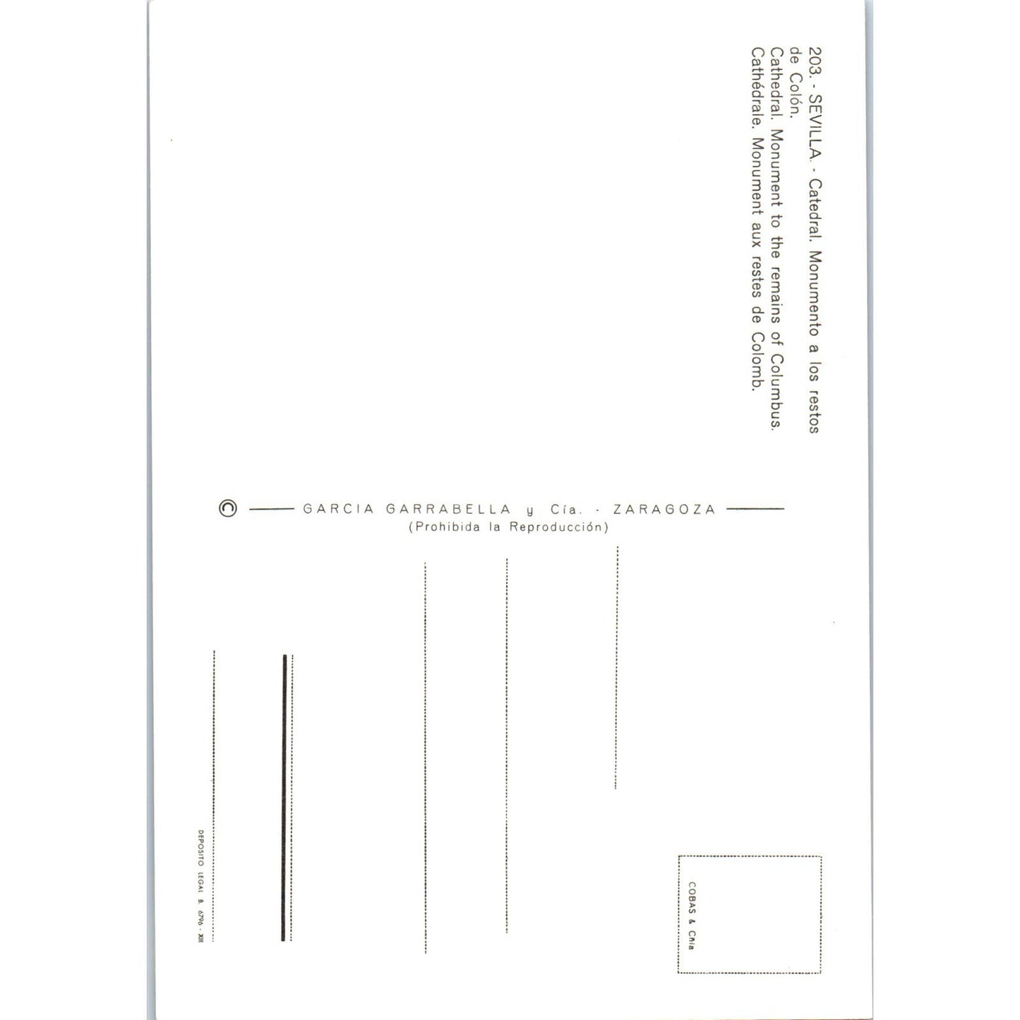 Sevilla Catedral Monumento a Los Restos De Colón Vintage Postcard PD1