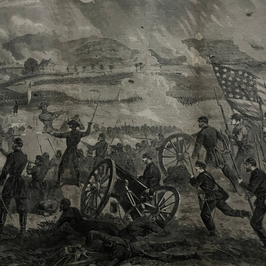 Battle of Gettysburg Gen. Longstreet's Attack Original 1863 Civil War Engraving C12