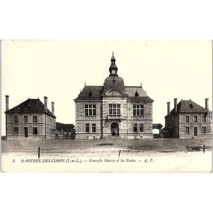 St. Pierre Des Corps Nouvelle Mairie Et Les Ecoles French Antique Postcard PE10