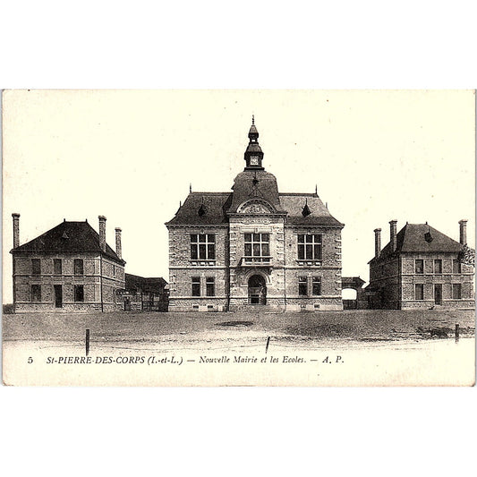 St. Pierre Des Corps Nouvelle Mairie Et Les Ecoles French Antique Postcard PE10