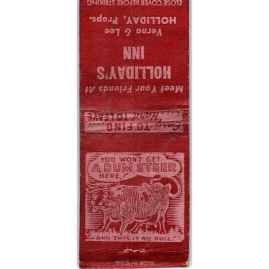 Holliday's Inn Verna & Lee Holliday Vintage Matchbook Cover SF3-Y4